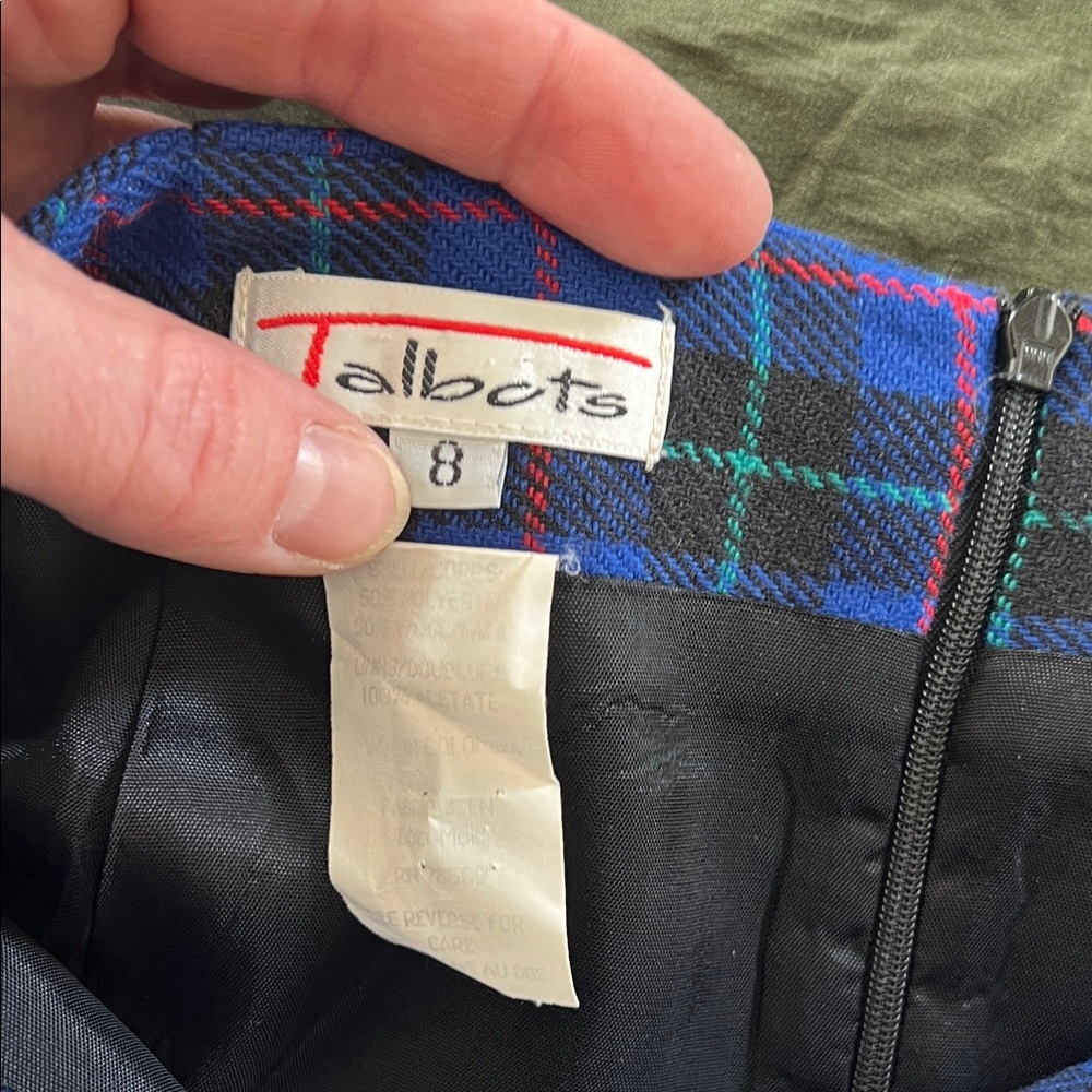 Vintage Talbots Navy and Black Checkered Pencil Skirt - Picture 7 of 11